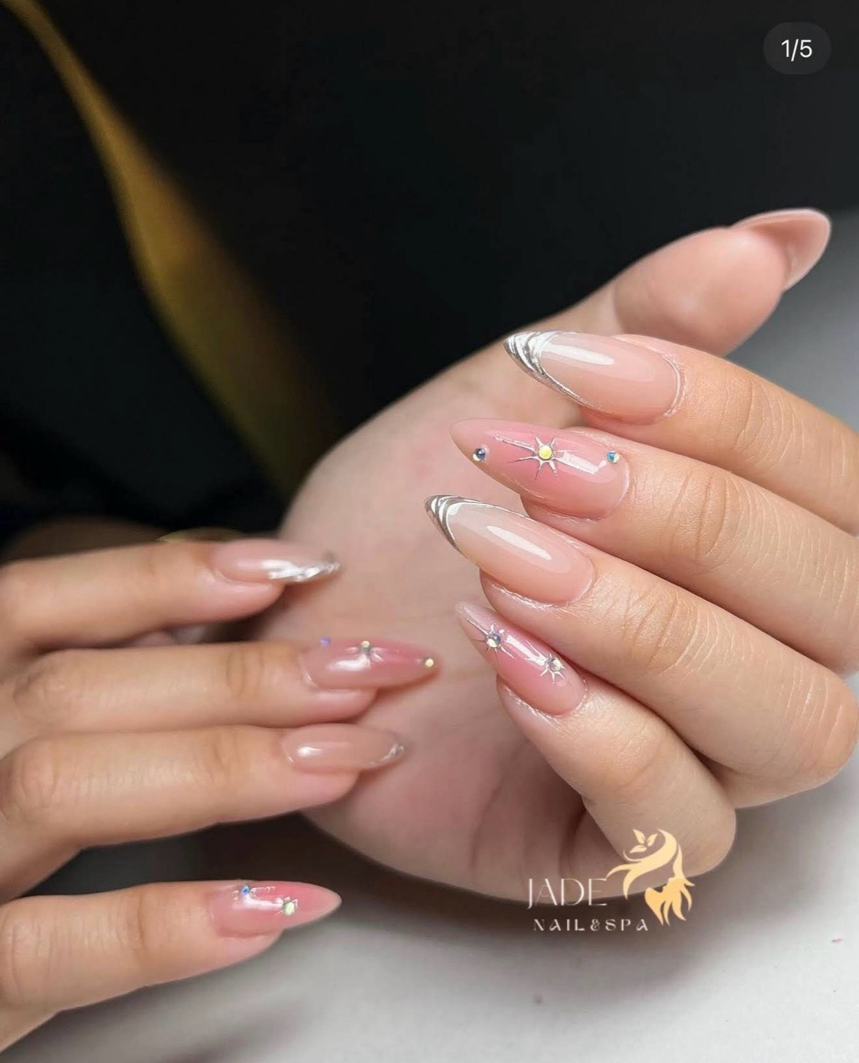 Pink chrome nail design
